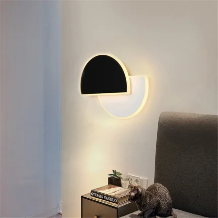 Round LED Wall Lamp for Bedroom Living room White Black Sconce Aluminum Rotating Wall Lights Modern Home Stairs Bathroom Light 1