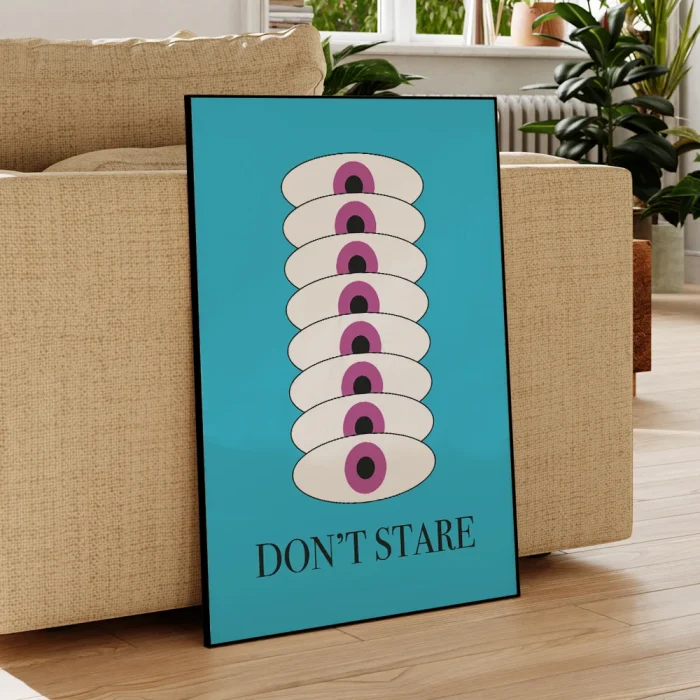 Modern Geometry Abstract Don't Stare Blue Eyes Wall Art Aluminum Frame Prints Canvas Painting Poster Living Room Home Decor 3