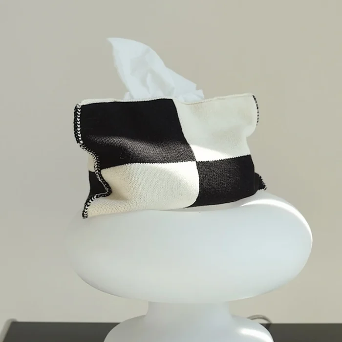 Nordic style heart-shaped pattern knitted tissue bag Modern simple household decoration tissue bag Creative desktop tissue box 3