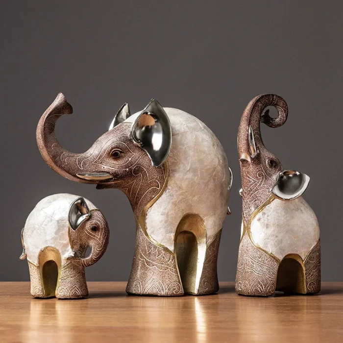 2Pcs Nordic Luxury Resin Elephant Handmade Crafts Decoration Home Living Room Office Animal Statue High Quality Ornaments Gift 4
