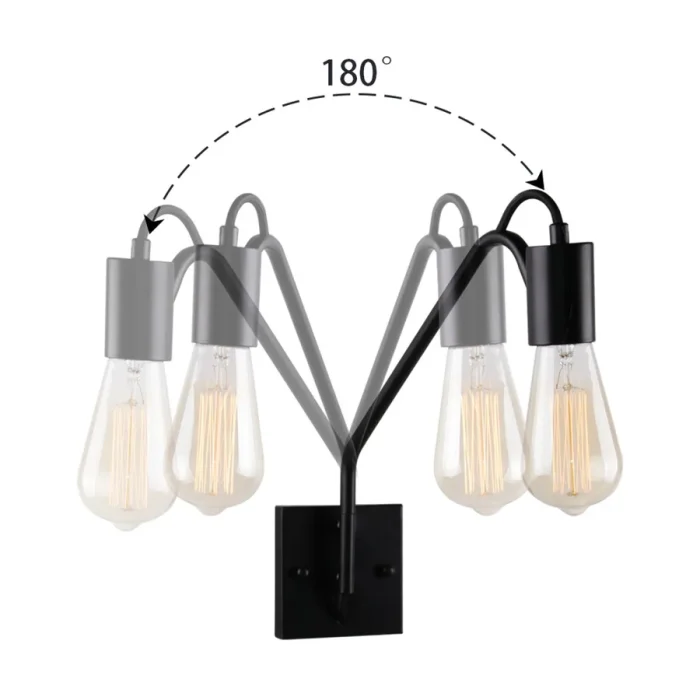 American Industrial Rotating LED Reading Wall Lamp Retro Metal Swing Arm Wall Light Bedside Indoor Lighting Fixture 4