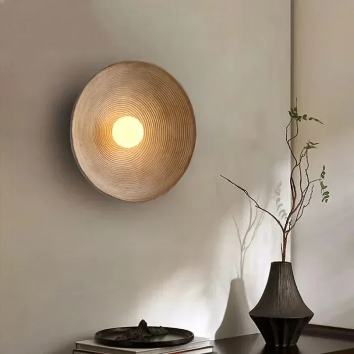 LED Nordic Wall Lamps Round Resin Lighting For Living Room Dining Room Bedroom Study Hallway Indoor Backwall Ambiance Fixtures 2