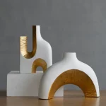 Creative electroplating golden shaped ceramic vase simple and modern interior decoration home decoration accessories crafts 1