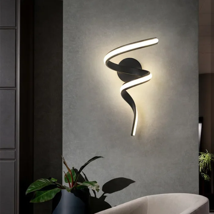 Modern LED Wall Lamp Minimalist Spiral Wall Light Curve Home Decor Fixture Surface Mount Art Led Wall Sconce For Bedroom Balcony 3