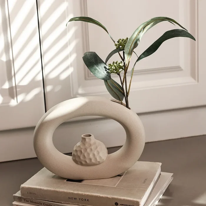 Nordic Ins Plain Embryo White Ceramic Vase Ornaments Living Room Homestay Hotel Desktop Flower Arrangement Container Home Decor 1
