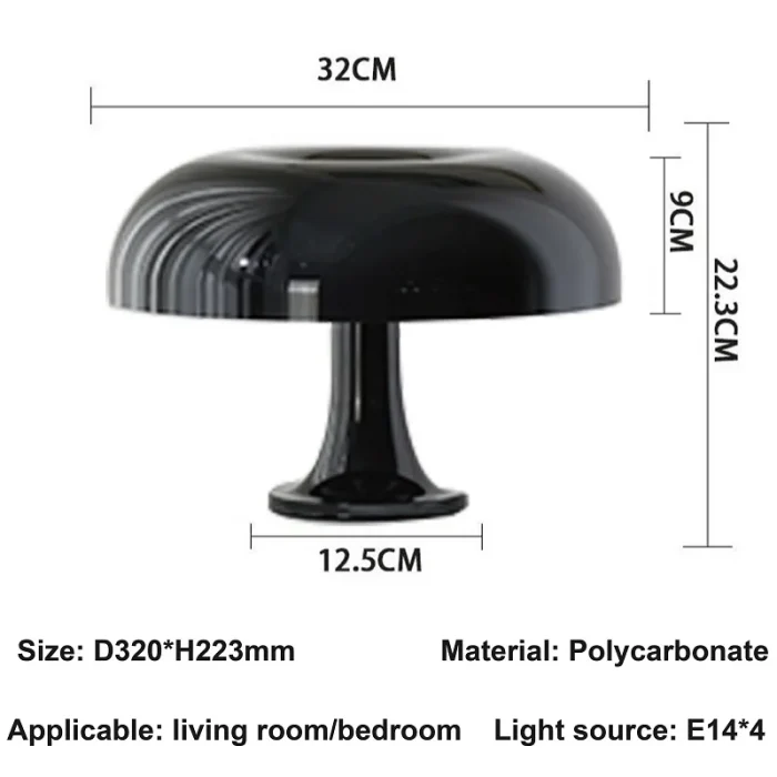 E14 Mushroom Table Lamp Bedroom Bedside Lamp Indoor Atmosphere Lamp Living Room Decoration Table Lamp Reading Lamp 6