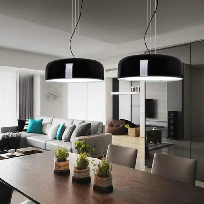 Nordic Dining Table LED Pendant Lamp Home Decor bedrooms Fixtures Pendant Lights Black White Lampshade Restaurant Hanging Lamp 5