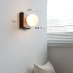 North American walnut ball wall lamp minimalist hotel living room background wall bedside wood lamp 3
