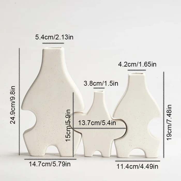 Sand glaze White Ceramic Vases Set of 2, Modern Home Decor, Minimalist Nordic Bohemian Style Living Room, Table, Bookshelf 3