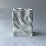 Ins Nordic Handbags Ceramic Vase White Square Rope Pleated Paper Bags Flower Pot Water Planting Room Home Decoration Accessories 2