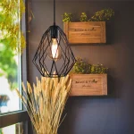 Iron Metal Cage Pendant Lamp Industrial Vintage Hanging Ceiling Light Fixture for Kitchen Island Dining Room Farmhouse Foyer 4