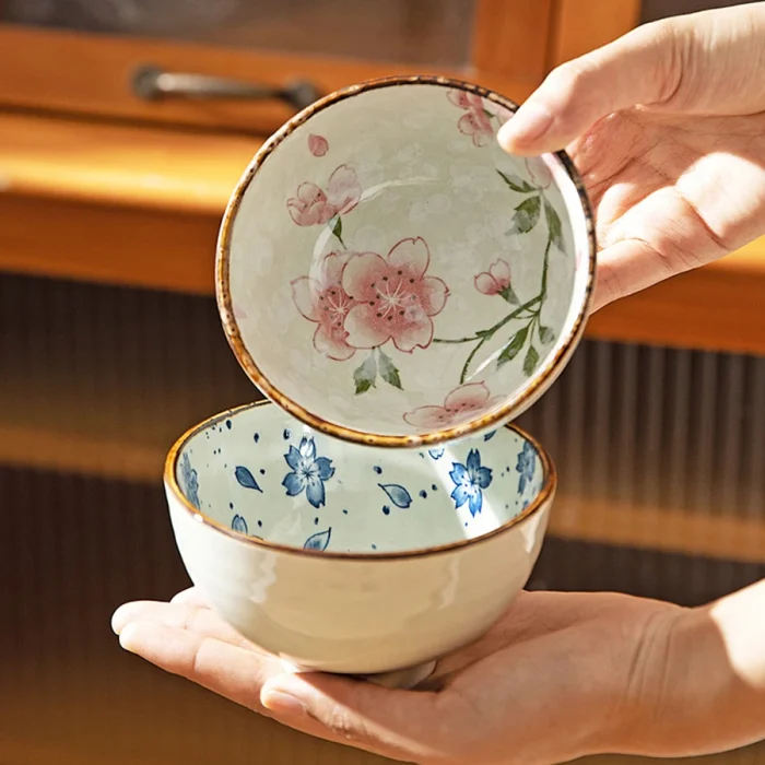 6pcs Ceramic Japanese Grain Bowl Set Heat Resistant Rice Salad Bowl Gift Box Packaging Home Dessert Noodles In Soup Bowl 4.5inch 4