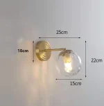 Copper Glass Ball Wall Light Bathroom LED Mirror Headlight Bedroom Bedside Dining Room Interior Decoration Wall Lamp 6