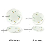 4piece Flower Ceramic Dinner Plate Set 3D Relief Dessert Plate Kitchen Pasta Bread Dish Tableware Service Dish 6/8.5inch Frosted 6