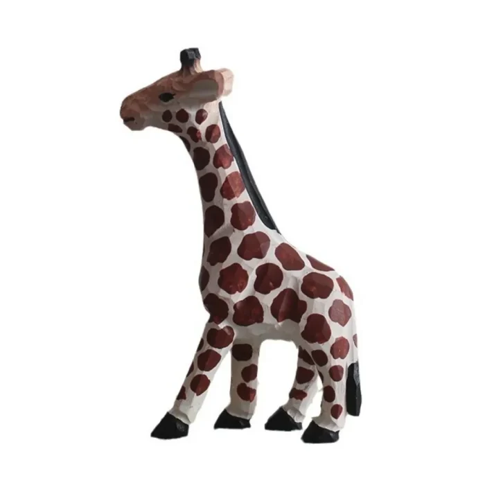 Creative Handmade Log Carving Giraffe Sculpture Ornaments Living Room Wine Cabinet Tabletop Zebra Statue Crafts Birthday Gifts 4