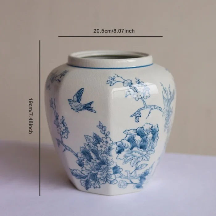 Nordic Retro Blue and White Porcelain Vase Living Room Bedroom Dining Table Flower Arrangement Container Wedding Decoration Vase 6