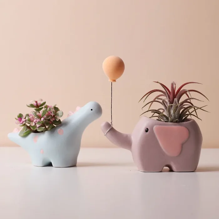 Creative ins succulent ceramic flower pot cute animal pot cactus succulents garden pot decoration desktop balcony figurines 1