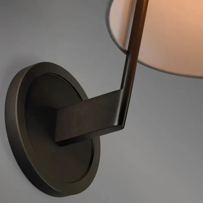 Chinese Style Full Copper Bedside Fabric Wall Lamp Living Room Bedroom LED Decorative Wall Lamp 4