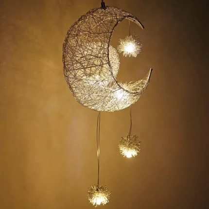 Modern Creative Pendant Light Moon Star Suspension Kids Bedroom Hanging Lamp Christmas Decorations For home Fixture Lighting LED 2