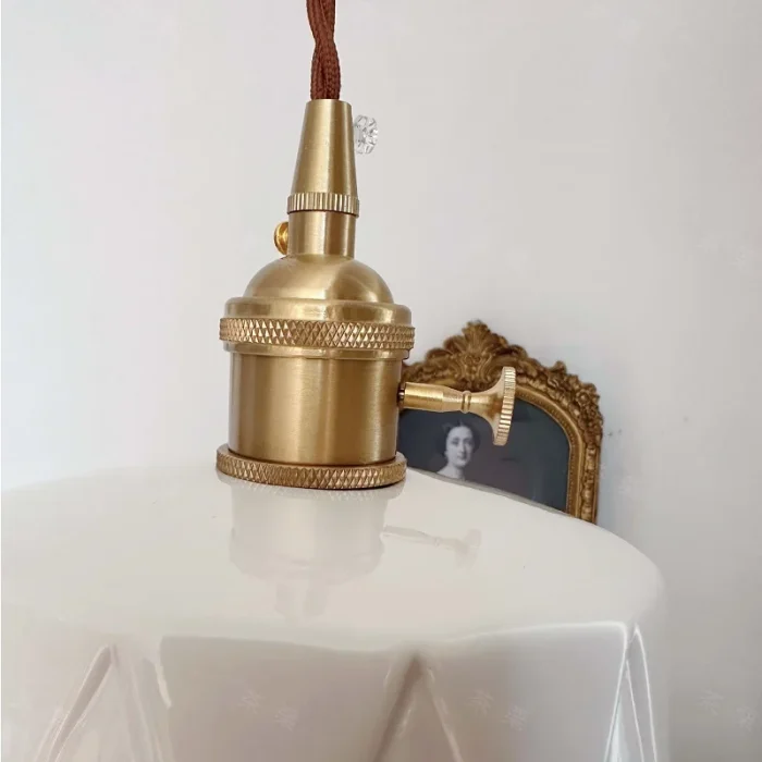 Retro Brass Glazed Printed Ceramic Chandelier Bedroom Bedside Atmosphere Light Restaurant Bar Entrance Bay Window Chandelier 5