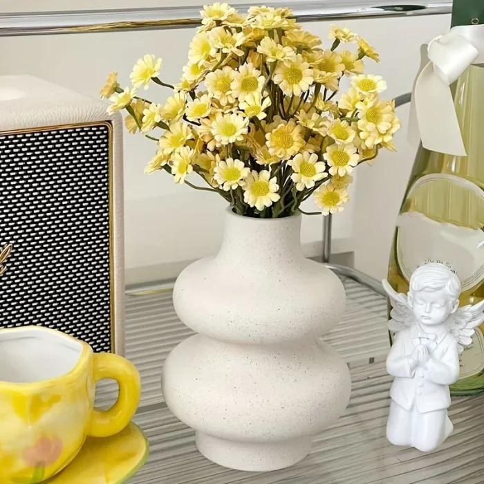 1/2Pcs Ceramic Vase,Off Round Modern Dried Flower Vase,Pampas Flower Boho Home Decor Vase For Centerpiece Wedding Dinner Table 4