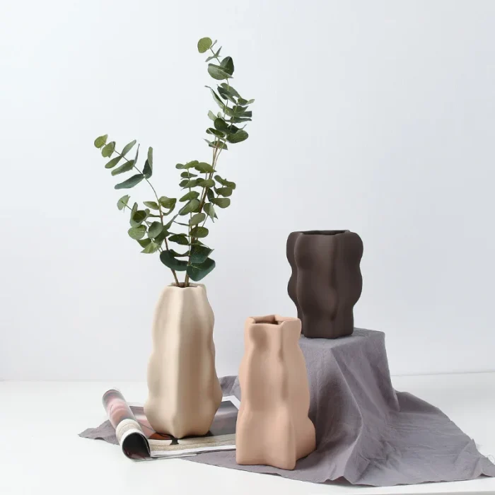 Creative minimalism ceramic vase living room TV cabinet restaurant desktop hydroponic flower arrangement flower home decoration 1