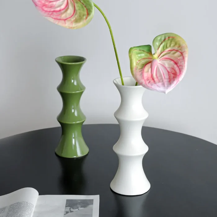 Nordic Retro Bamboo Shape Ceramic Vase Ornaments Living Room Bedroom Dining Table Flower Arrangement Art Vase Wedding Decoration 1