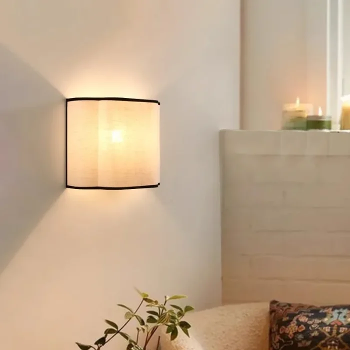 French Cream Style Wall Lamp Creative Linen Bedroom Bedside Background Wall Decorative Lamp Corridor Walkway Lamp 2