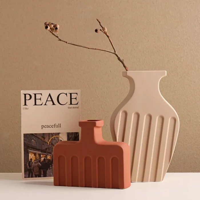 Nordic Ins Geometric Ceramic Vase Ornaments Living Room Bedroom Dining Table Flower Arrangement Art Vases Crafts Christmas Gifts 3