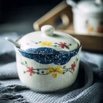 1pcs Ceramic Seasoning Jar With Lid And Spoon Kitchen Spice Jars For Salt/Sugar/Pepper/Tea Japanese Style Condiment Storage Box 2