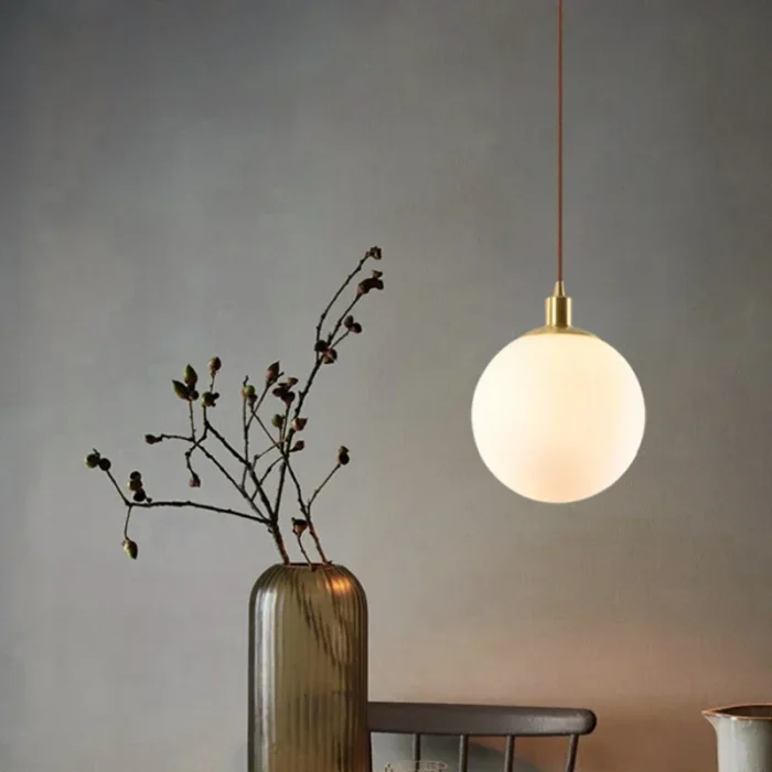 Nordic Glass Pendant Light modern minimalist popular dining room light milky glass orb chandelier Indoor Home Decoration Fixture 3