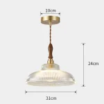 Nordic LED Wooden Pendant Glass American Vintage Fixtures Home Decor Light Bedroom Living Room Restaurant Chandelier Lamp 4