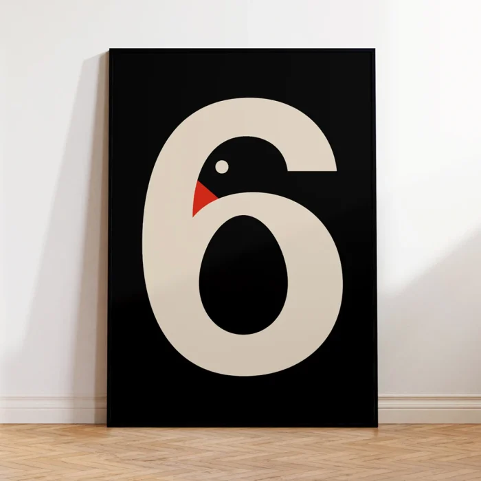 Modern Geometry Abstract NUMBER 6 Black Wall Art Aluminum Frame Prints Canvas Painting Poster Living Room Home Decor 4