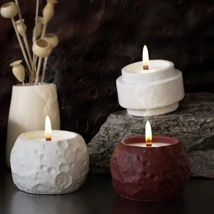 Lunar Texture Candle Jar Silicone Molds For DIY Concrete Plaster Pottery Candle Holder Cup Cement Molds Candle Making Supplies 1