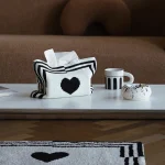 Nordic style heart-shaped pattern knitted tissue bag Modern simple household decoration tissue bag Creative desktop tissue box 4