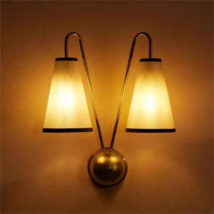 All Copper Double Head Cloth Wall Lamp Bedroom Residential Living Room Hallway Indoor Household LED Wall Light 1
