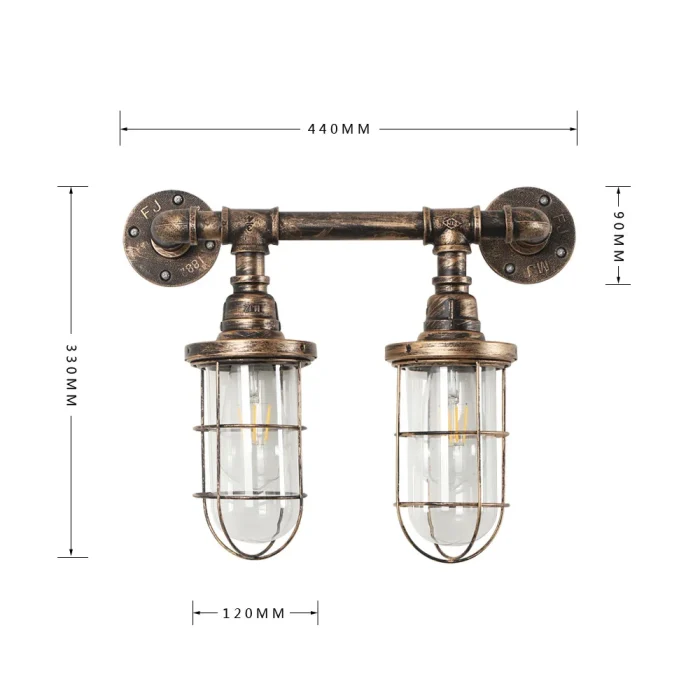 Retro Water Pipe Wall Lamp Double Head Industrial Style Lamp Bar Creative LED Iron Wall Lamp 5