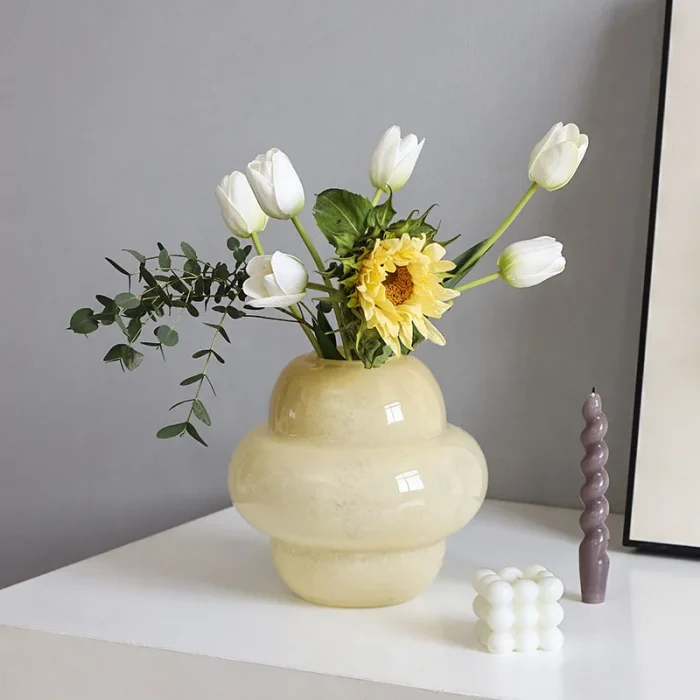Nordic ins medieval glass vase ornaments modern minimalist high-end home living room desktop decoration flower arrangement vase 2