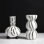 Modern Northern Europe Minimalist Black-and-white Striped Ceramic Vase Flower Arrangement Household Model Room Soft Decoration 2