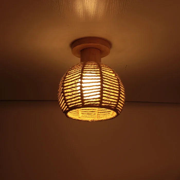 Home Hemprope Iron Ball Cage Ceiling Light Industrial Pastoral Ceiling Lamp E27 for Restaurant Kitchen Dinning Room Cloakroom 1