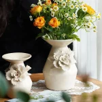 European Three-dimensional Flower Ceramic Vase Ornaments Living Room Bedroom Desktop Flower Arrangement Vases Wedding Decoration 1