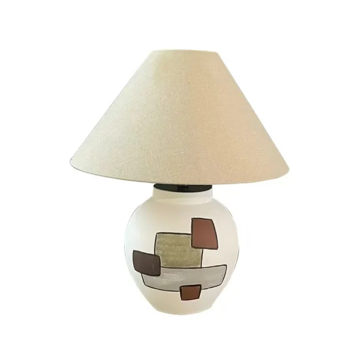 Ceramic Fabric Table Lamp Retro Living Room Atmosphere Lamp Floor Lamp Bedroom Decorative Lamp 6