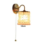 Japanese Shell Wall Lamp Bedroom Bedside Retro Creative Decorative Wall Lamp Wiring-free Brass Crystal Lamp 6