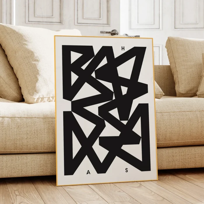 Modern Geometry Abstract Black And White HAS Quotes Wall Art Aluminum Frame Prints Canvas Painting Poster Living Room Home Decor 4