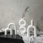 Nordic Ins Black and White Striped Ceramic Vase Living Room Dining Table Bedroom Flower Arrangement Art Vases Wedding Decoration 2
