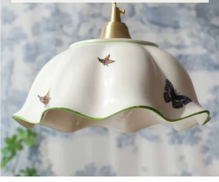 Ceramic Skirt  Chandelier Cream Style French Retro Living Room Bedroom Bedside Lamp Concrete Single Head Small Lamp 6