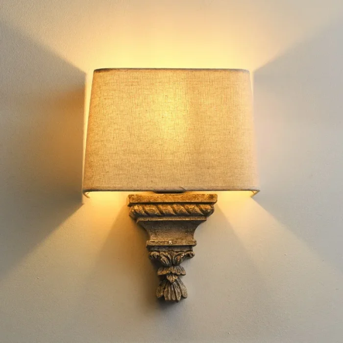 Vintage Cloth Wall Lamp Living Room Bedroom Bedside Restaurant Corridor Interior Decoration Lighting Nordic 1