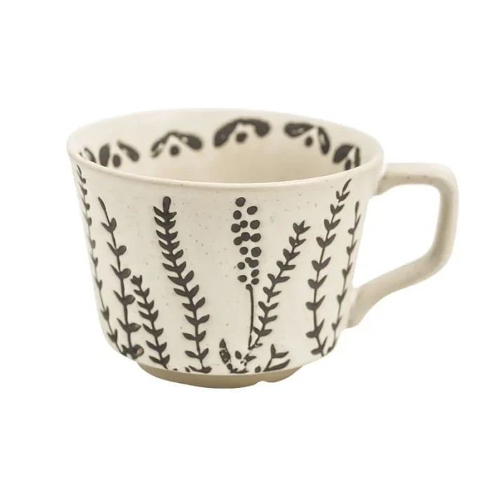 LMHBJY Simple Nordic Ceramic Hand-painted Plant Mugs, Pastoral Creativity, Personalized Water Cups, Rough Pottery Coffee Cups 6