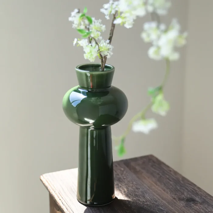 Nordic Retro Ceramic Green Vase Ornaments Living Room Porch Bedroom Flower Arrangement Container Crafts Wedding Vase Decoration 1
