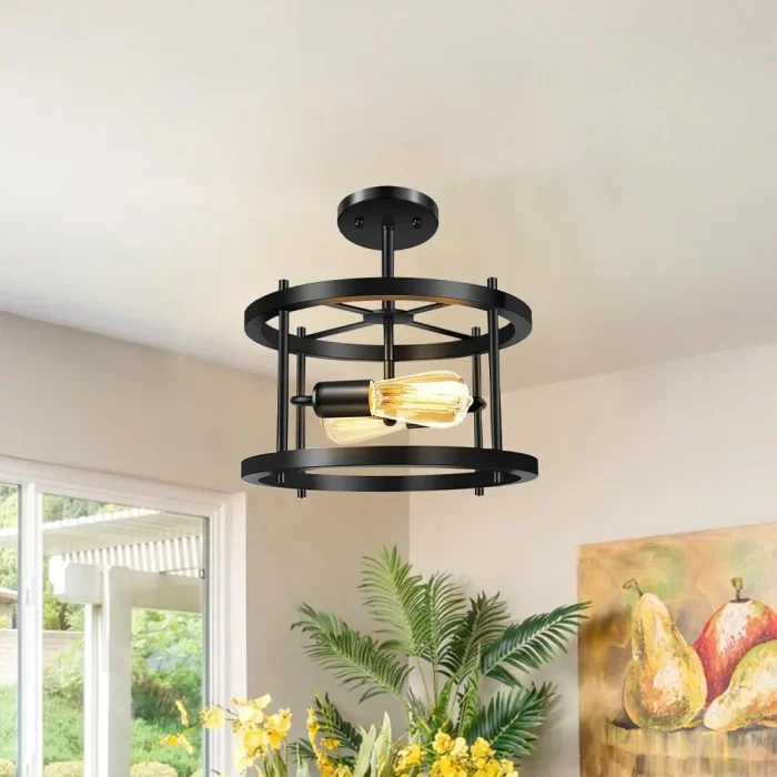 Modern LED Ceiling Lights Industrial Iron Black Nordic Minimalist Home Decor Living Room Dining Room Ceiling Lamps Lighting E26 6